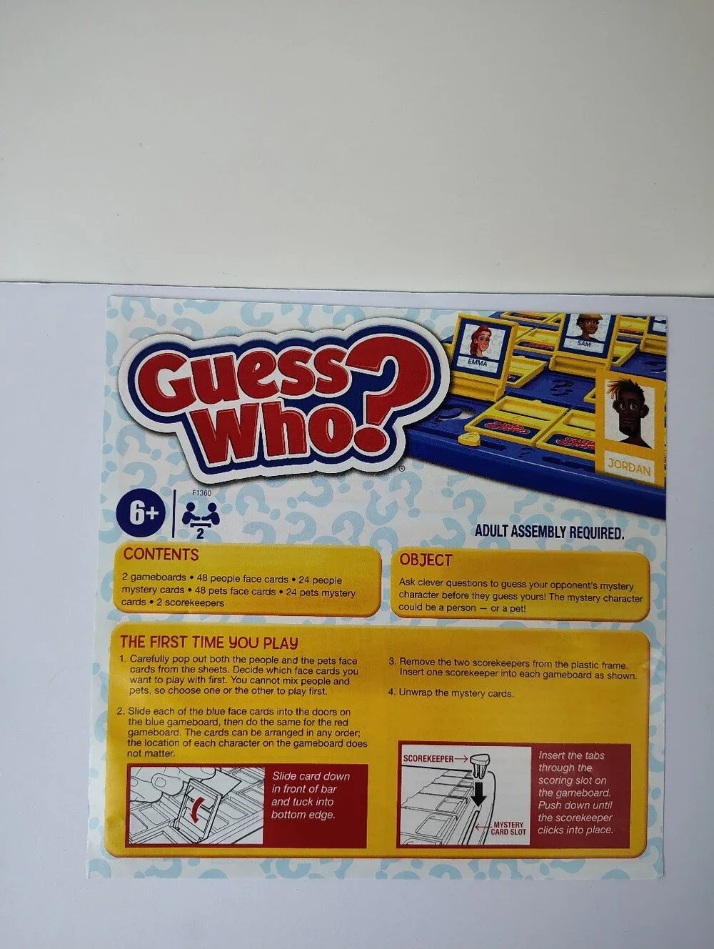 Hasbro Games Guess Who? Board Game People & Pets Cards Original Ages 6+ Complete
